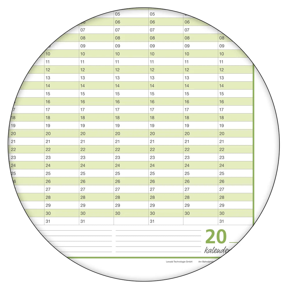 Dauerkalender DIN B0 XXL abwischbarer Wandkalender gerollt mit Marker 250 g Papier