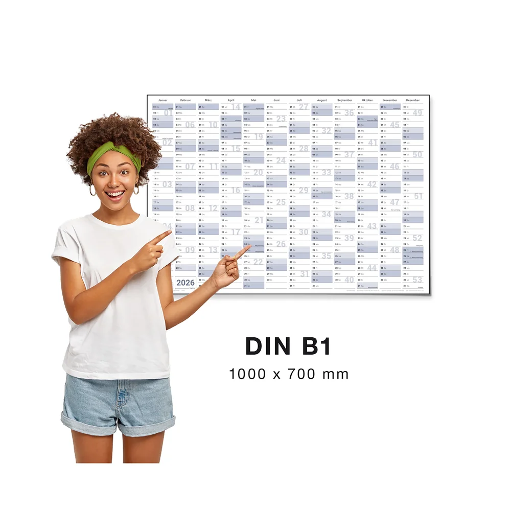 Jahreskalender 2026 B1 gefaltet 135 g Papier
