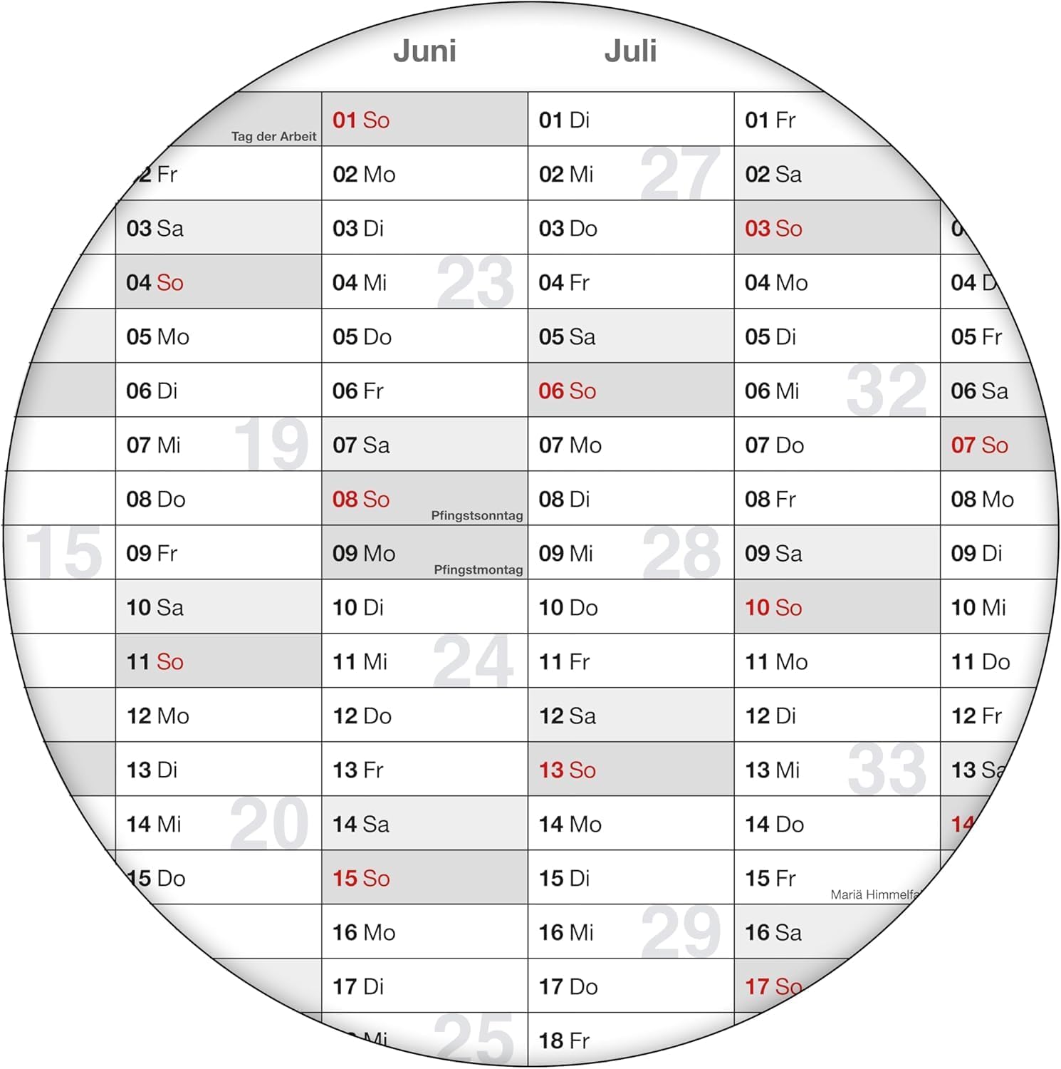 Jahreskalender 2026 A0 (2er-Pack) gefaltet 135 g Papier