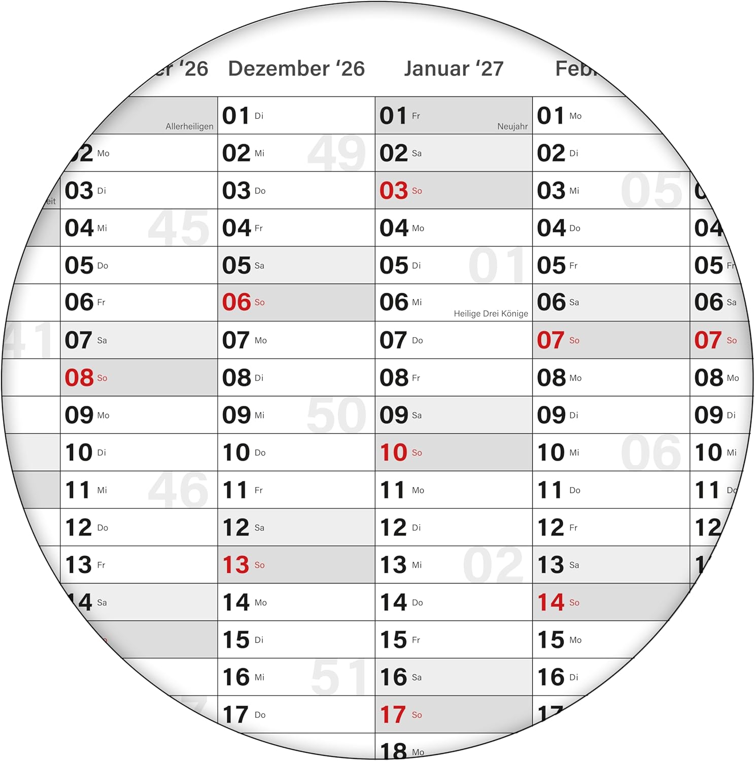 Schuljahreskalender 2026/27 A0 quer gerollt 250 g Papier