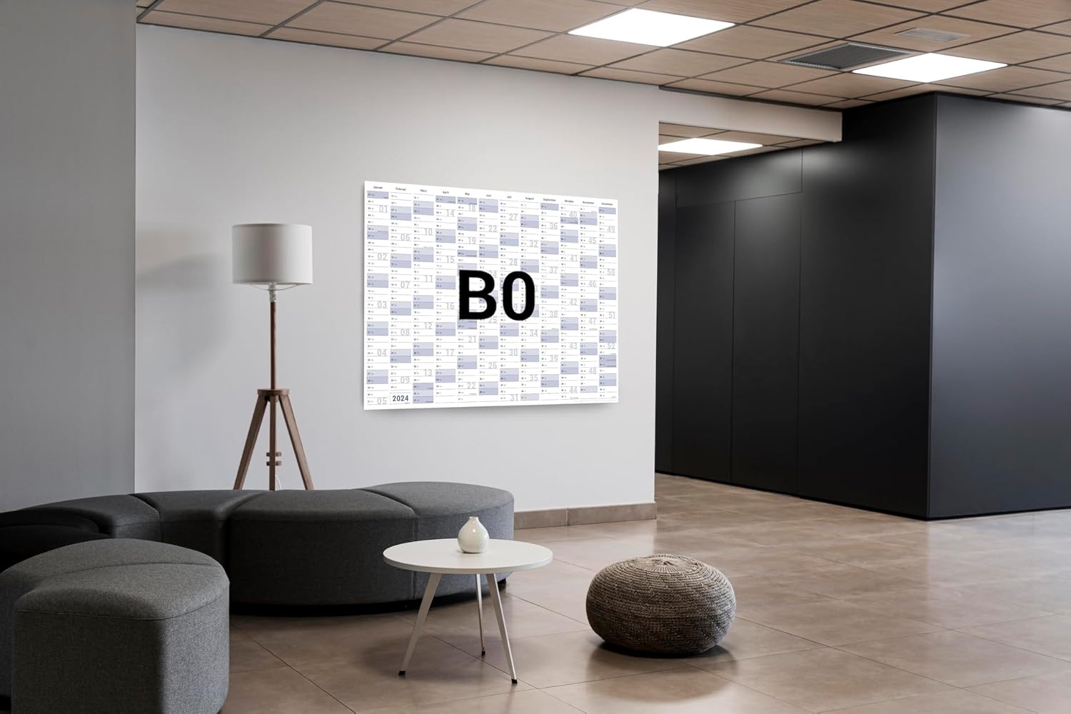 Jahreskalender 2026 B0 abwischbar gerollt mit 4er Stifte-Set & Schwamm 250 g Papier