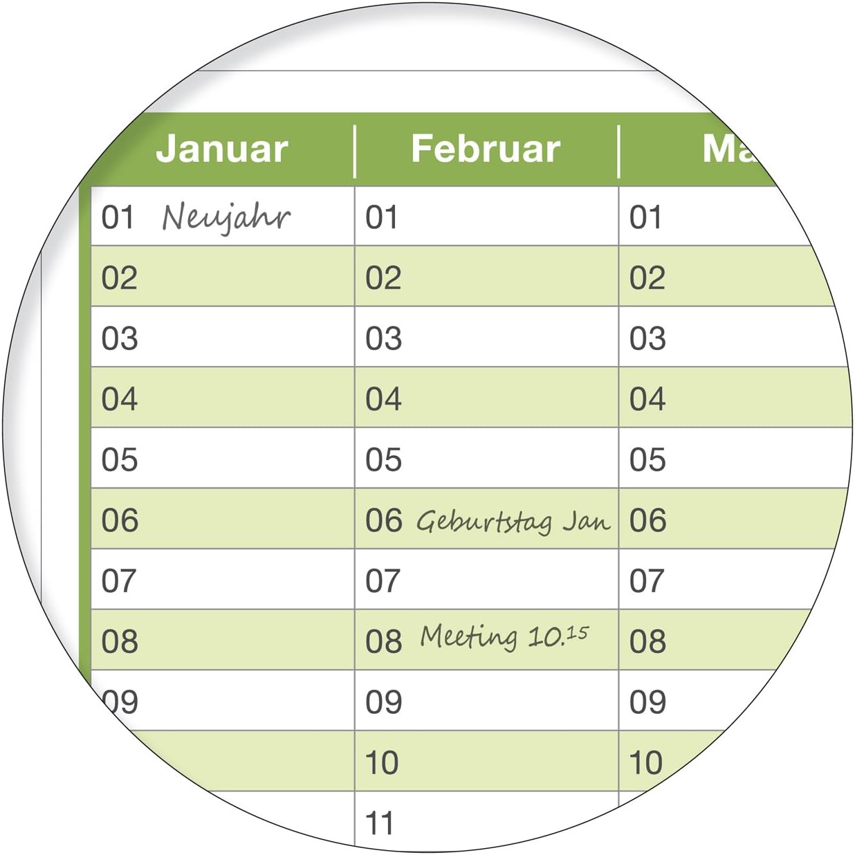 Dauerkalender A2 abwischbar gerollt mit 4er Stifte-Set 250 g Papier