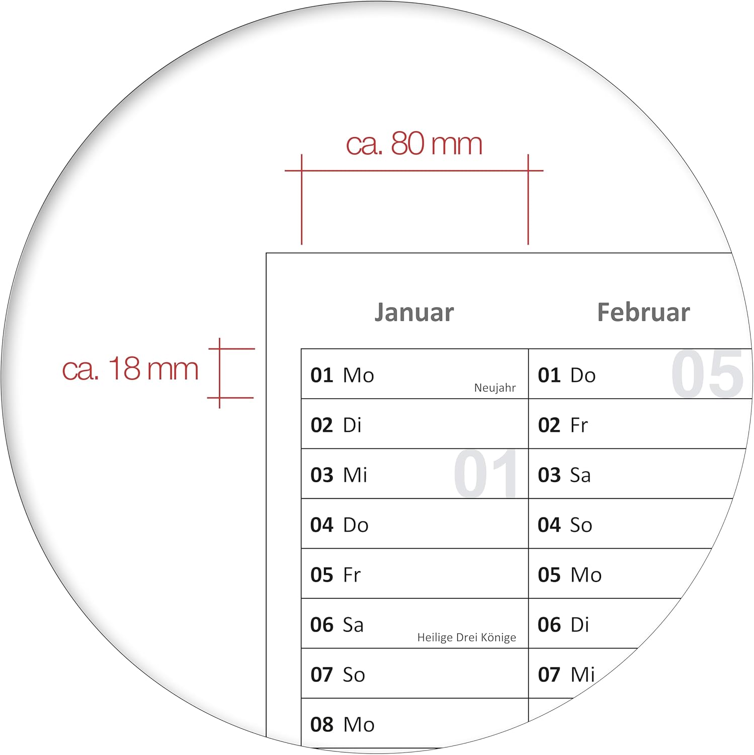 Jahreskalender 2026 B1 abwischbar gerollt mit Marker 250 g Papier