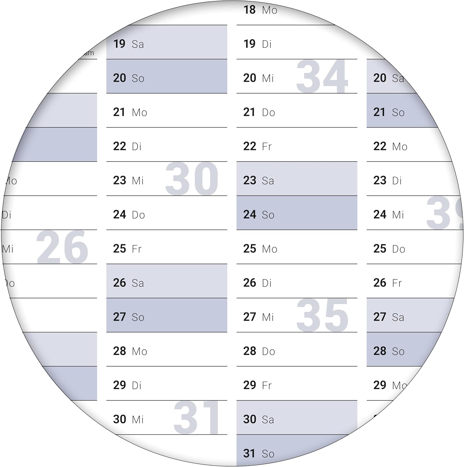 Jahreskalender 2028 B1 quer gerollt 250 g Papier