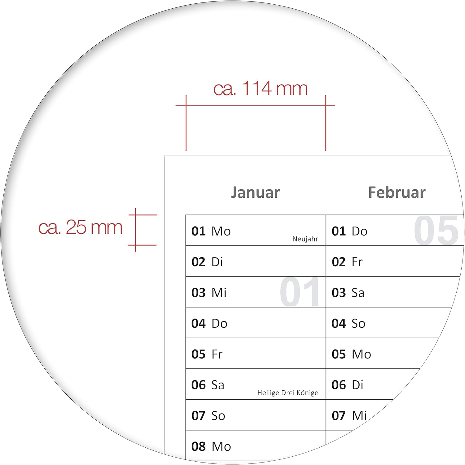 Jahreskalender 2026 B0 14 Monate gerollt 250 g Papier