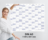 Jahreskalender 2027 A0 abwischbar gerollt mit 4er Stifte-Set & Schwamm 250 g Papier