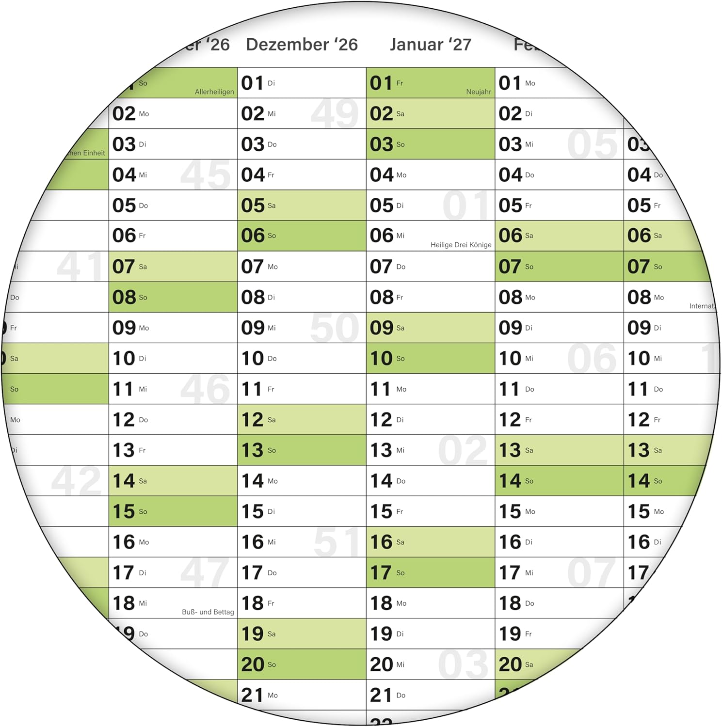 Schuljahreskalender 2026/27 A1 quer gerollt 250 g Papier