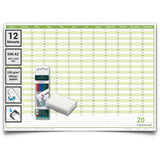 Dauerkalender A2 abwischbar gerollt mit 4er Stifte-Set 250 g Papier