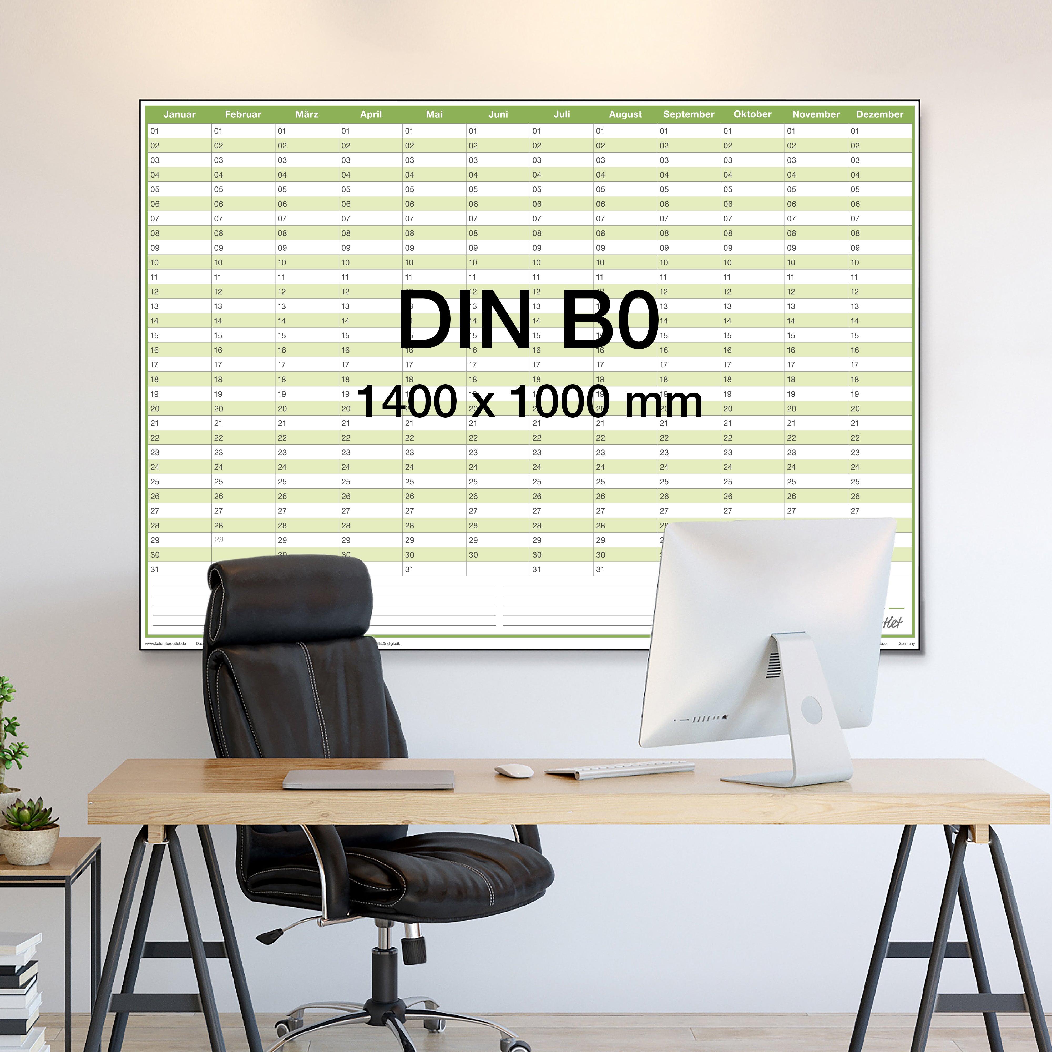 Dauerkalender B0 abwischbar gerollt 250 g Papier