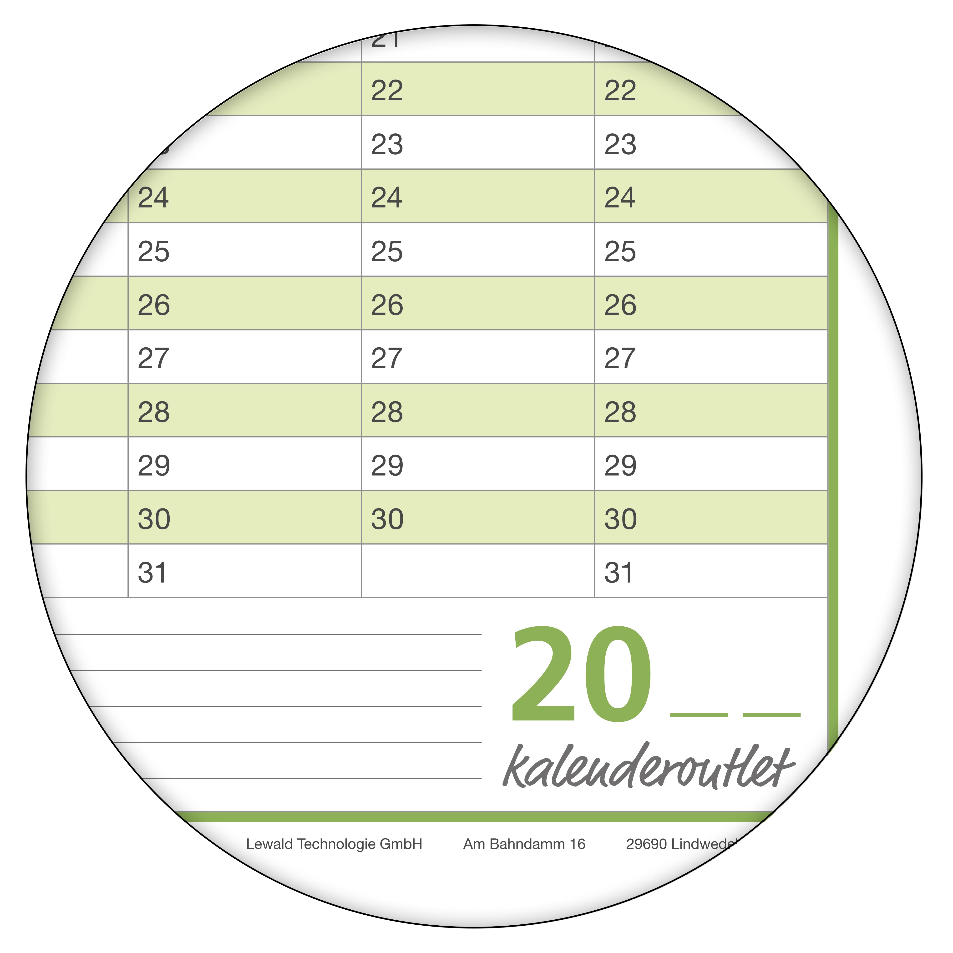 Dauerkalender B0 abwischbar gerollt mit 4er Stifte-Set & Schwamm 250 g Papier