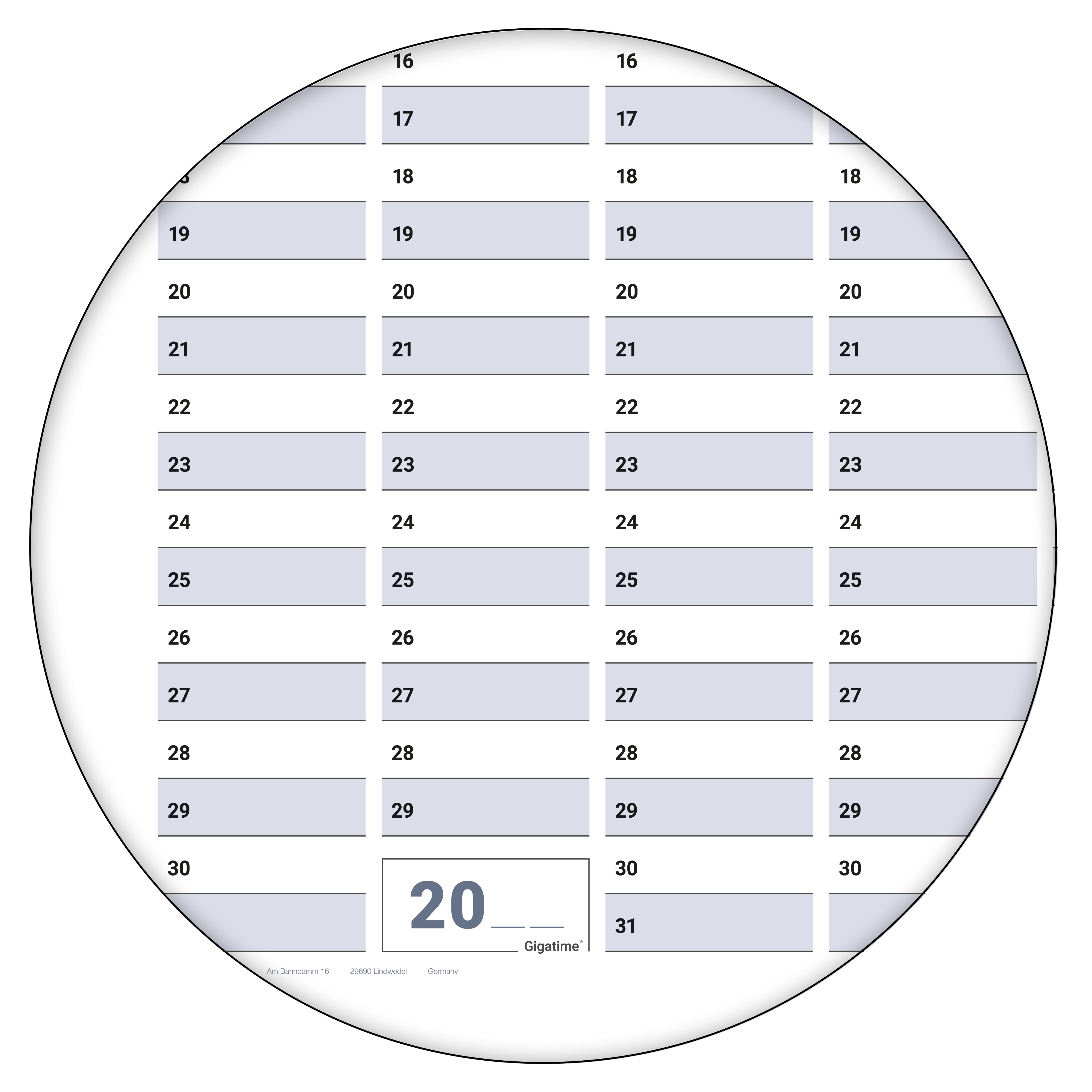 Dauerkalender DIN A0 XXL abwischbarer Wandkalender gerollt mit Marker 250 g Papier