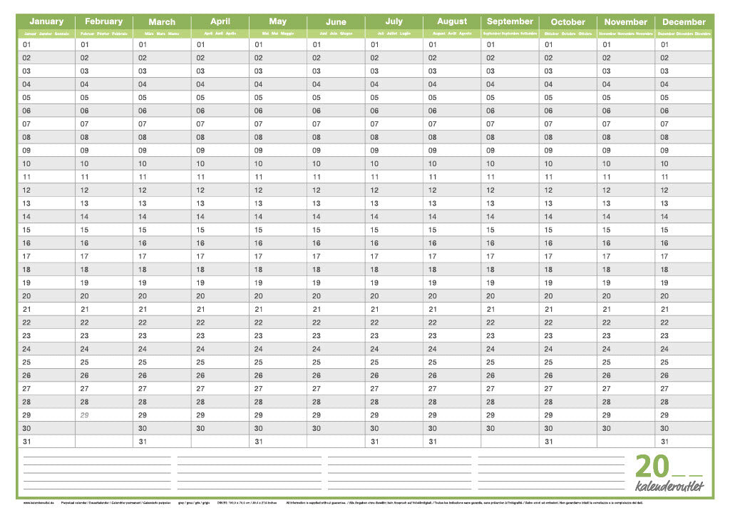 Dauerkalender B1 abwischbar immerwährend mit Marker 250 g Papier