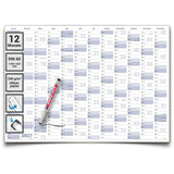 Jahreskalender 2027 A0 abwischbar gerollt mit Marker 250 g Papier