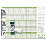 Urlaubsplaner 2027/28 A2 abwischbar mit 4er Marker-Set für 8 Mitarbeiter