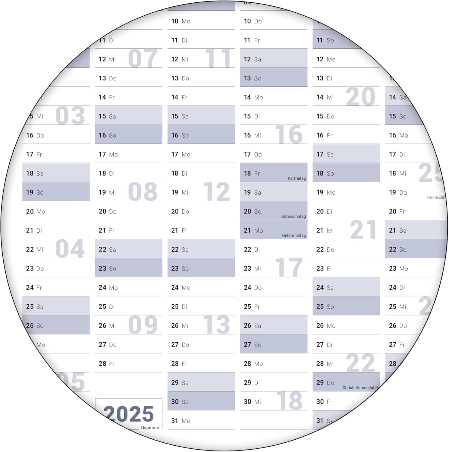 Wandkalender 2026 A0 841 x 1189 mm blau grau Jahreskalender mit Marker