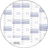 Wandkalender 2026 B0 1000 x 1414 mm blau grau Jahreskalender 250 g Papier