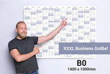Wandkalender 2026 B0 1000 x 1414 mm blau grau Jahreskalender mit Schwamm