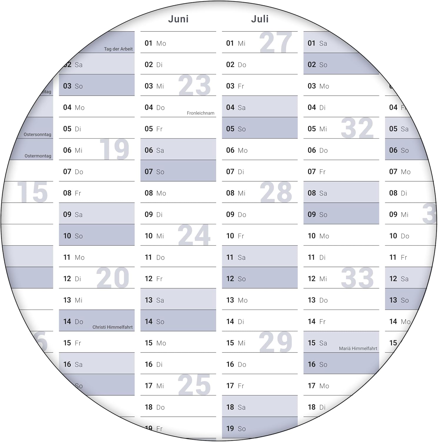 Wandkalender 2026 B0 1000 x 1414 mm blau grau abwischbar für Teamplanung