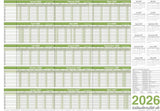 Wandkalender 2026 A2 420 x 594 mm grün Personalplaner gerollt