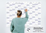 Wandkalender 2027 A0 841 x 1189 mm blau grau Jahreskalender mit 4er Stifte Set