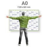 Jahreskalender 2027 A0 abwischbar gerollt mit Marker 250 g Papier