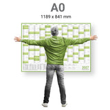 Wandkalender 2027 A0 quer 1189 x 841 mm grün Jahreskalender Büroplanung