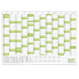 Wandkalender 2027 A3 297 x 420 mm grün gerollt 250 g Papier Jahresübersicht