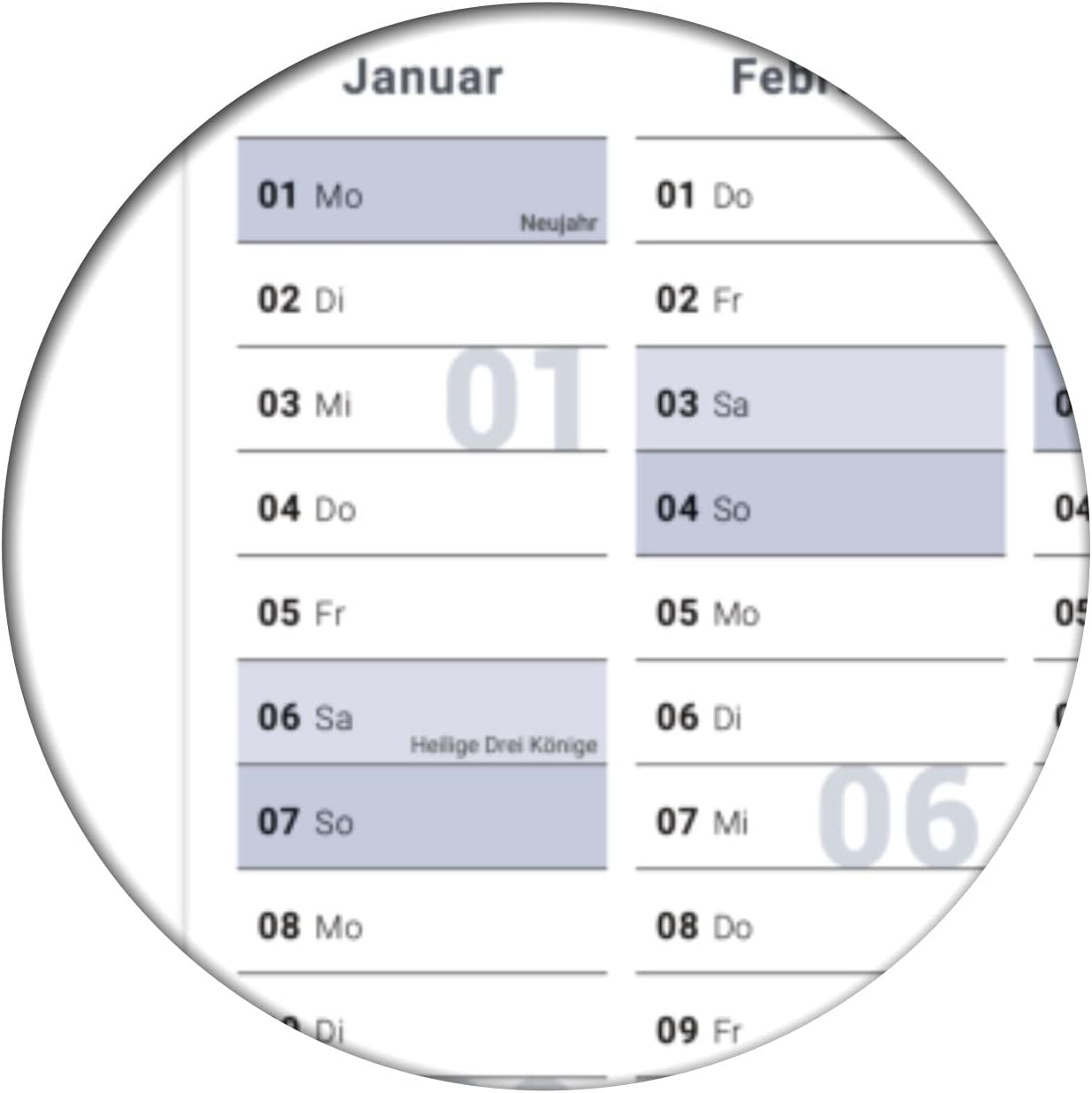 Wandkalender 2027 B1 707 x 1000 mm blau grau Jahreskalender 135 g Papier
