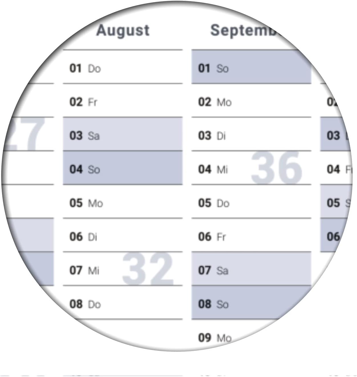 Wandkalender 2027 B1 707 x 1000 mm blau grau für Teamplanung