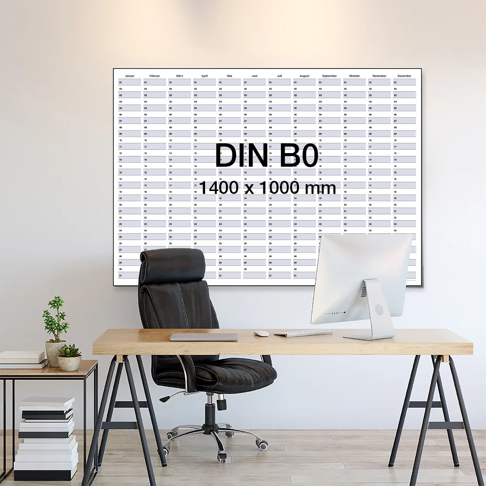 Wandkalender B0 1000 x 1414 mm blau grau deutsch Terminplanung