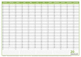Wandkalender B1 707 x 1000 mm grün immerwährend Jahresübersicht