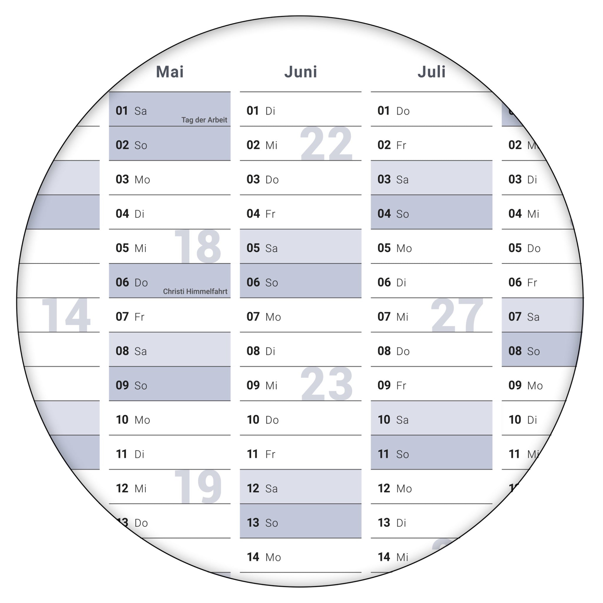 Jahreskalender 2027 B0 abwischbar gerollt mit Marker 250 g Papier
