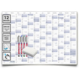 Jahreskalender 2028 A0 abwischbar gerollt mit 4er Stifte-Set & Schwamm 250 g Papier