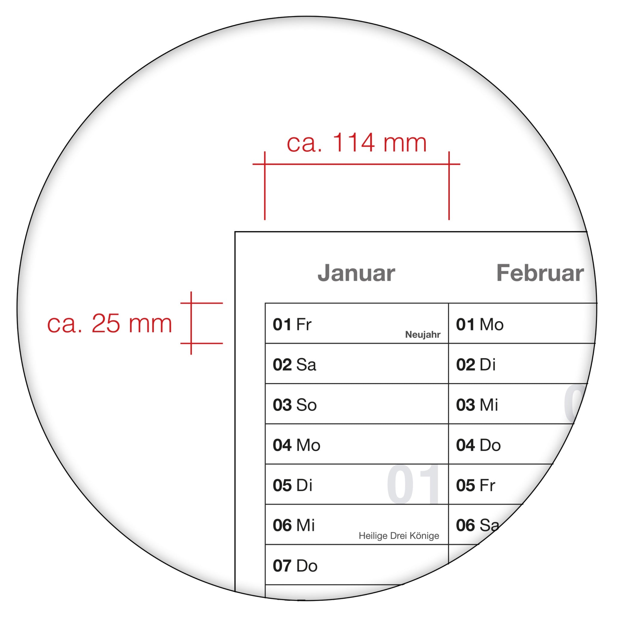 Jahreskalender 2027 B0 abwischbar gerollt 250 g Papier