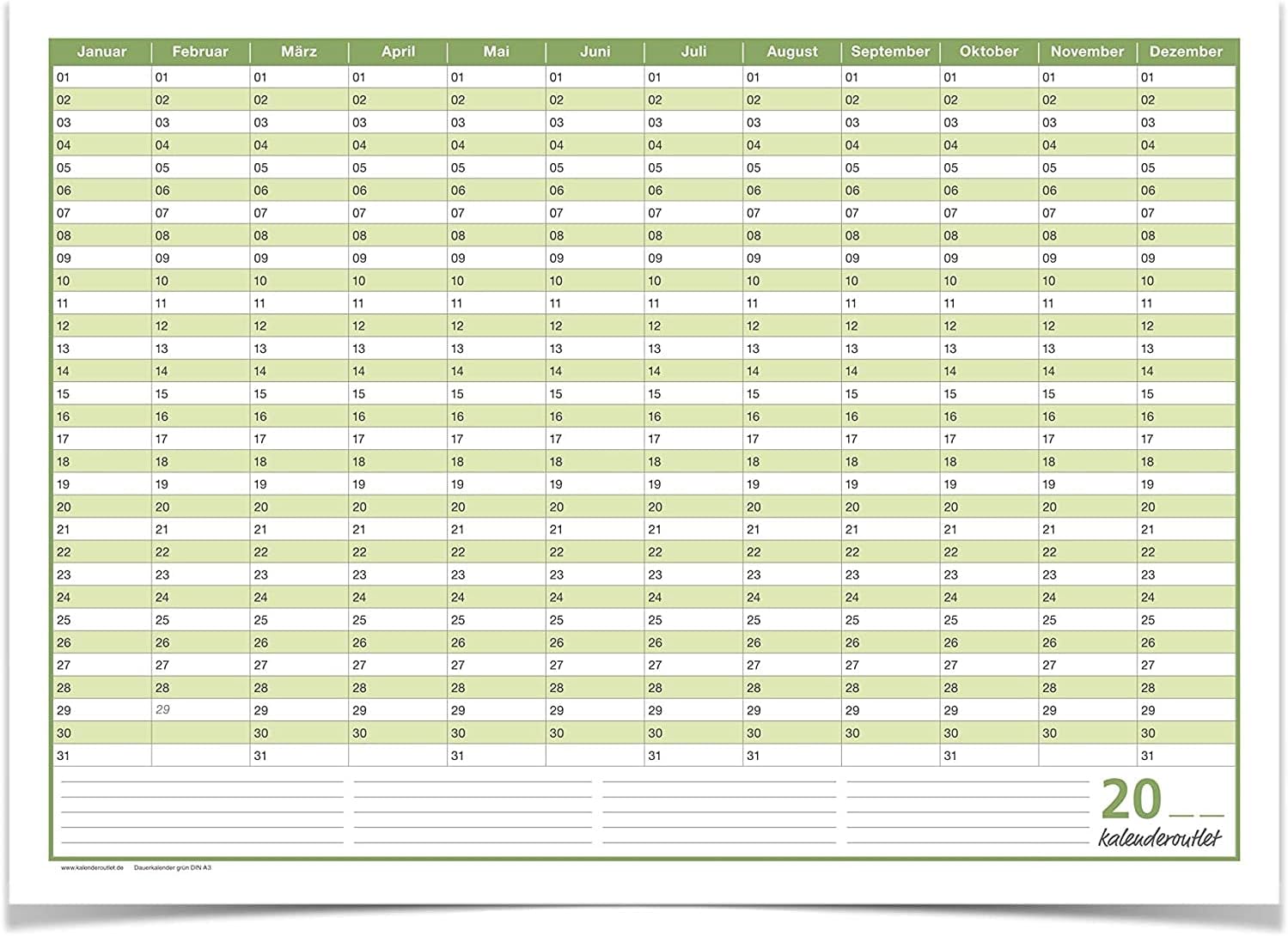 Dauerkalender B0 abwischbar gerollt 250 g Papier