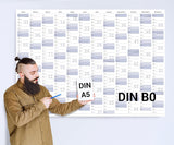 Jahreskalender 2027 B0 abwischbar gerollt mit 4er Stifte-Set & Schwamm 250 g Papier