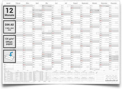Jahreskalender deutsch 2026 A0 gefaltet 135 g Papier