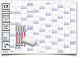 Jahreskalender 2027 B0 abwischbar gerollt mit 4er Stifte-Set & Schwamm 250 g Papier