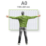 Dauerkalender DIN A0 XXL abwischbarer Wandkalender gerollt mit Marker 250 g Papier