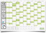 Jahreskalender 2026 A2 abwischbar gerollt 250 g Papier