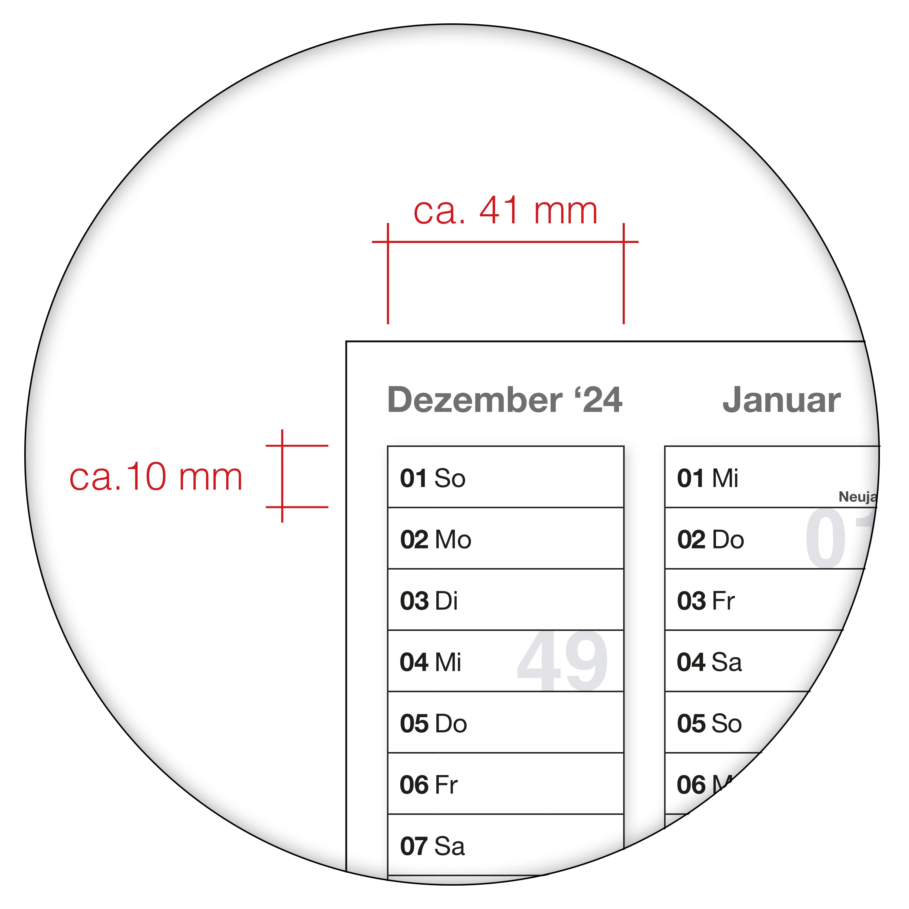 Jahreskalender 2026 A2 14 Monate gerollt 250 g Papier