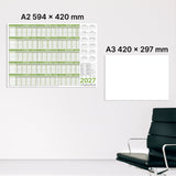 Urlaubsplaner 2027/28 A2 abwischbar mit Marker für 8 Mitarbeiter