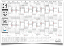Wandkalender 2026 A0 841 x 1189 mm grau Jahreskalender