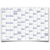 Wandkalender 2026 B1 707 x 1000 mm blau grau Jahreskalender gefaltet