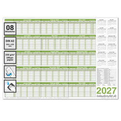 Wandkalender 2027 2028 A2 420 x 594 mm grün abwischbar Urlaubsplaner