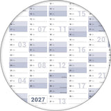 Wandkalender 2027 A0 841 x 1189 mm blau grau Jahreskalender mit 4er Stifte Set und Schwamm
