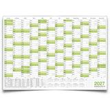 Wandkalender 2027 A0 quer 1189 x 841 mm grün gefaltet Jahresübersicht