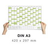 Wandkalender 2027 A3 297 x 420 mm grün abwischbar für Terminplanung