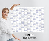 Wandkalender 2027 B1 707 x 1000 mm blau grau Jahresübersicht