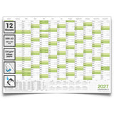 Wandkalender 2027 A3 297 x 420 mm grün abwischbar Jahreskalender Planung